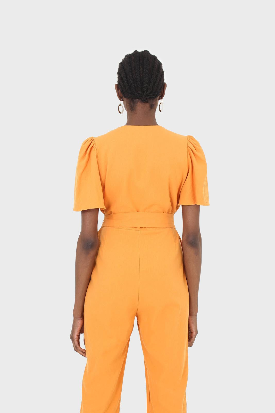 Orange belted short sleeved jumpsuit_6