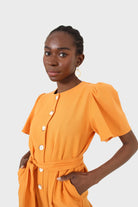 Orange belted short sleeved jumpsuit_7