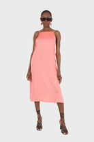 Bright orange thin strap silky maxi dress_7