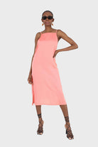 Bright orange thin strap silky maxi dress_1