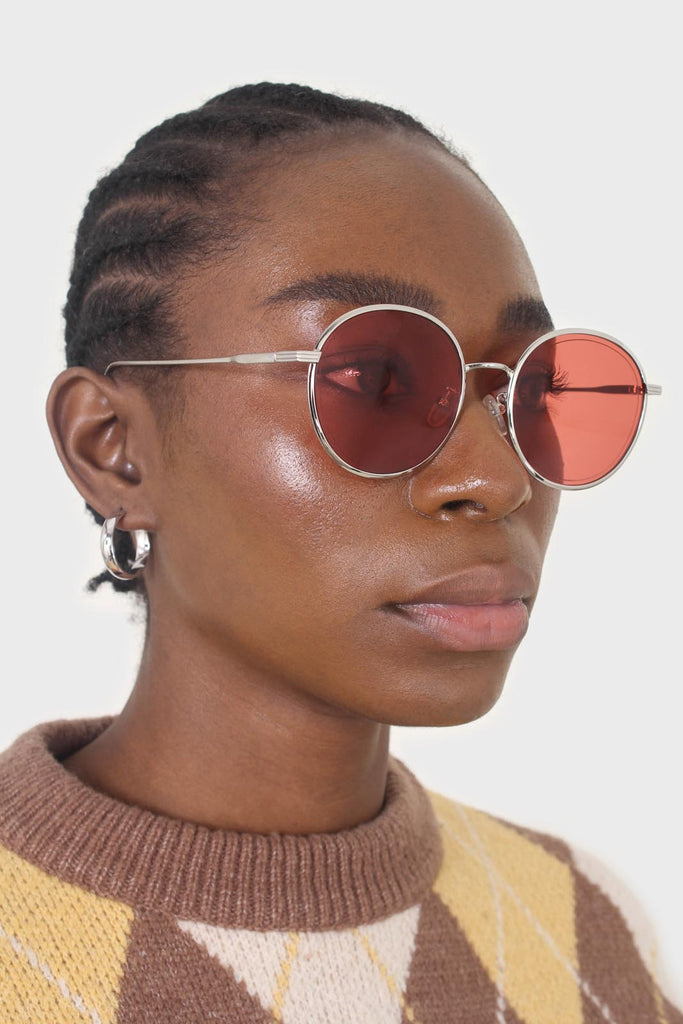 Red and gold lined round sunglasses_2