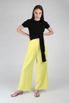 Bright yellow herringbone linen wide trousers_1