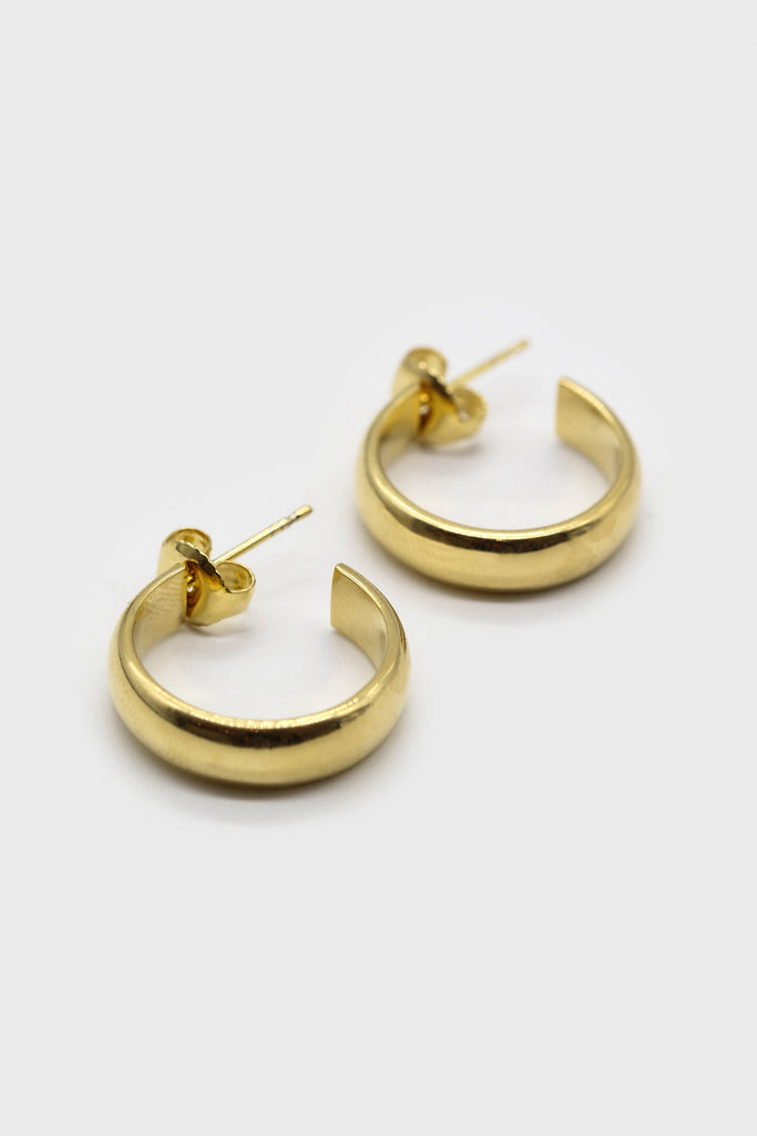 Gold thick hoop glossy earrings - 19mm_1