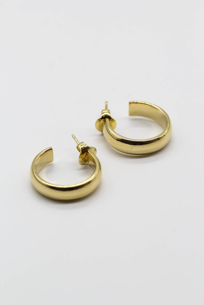 Gold thick hoop glossy earrings - 19mm_4