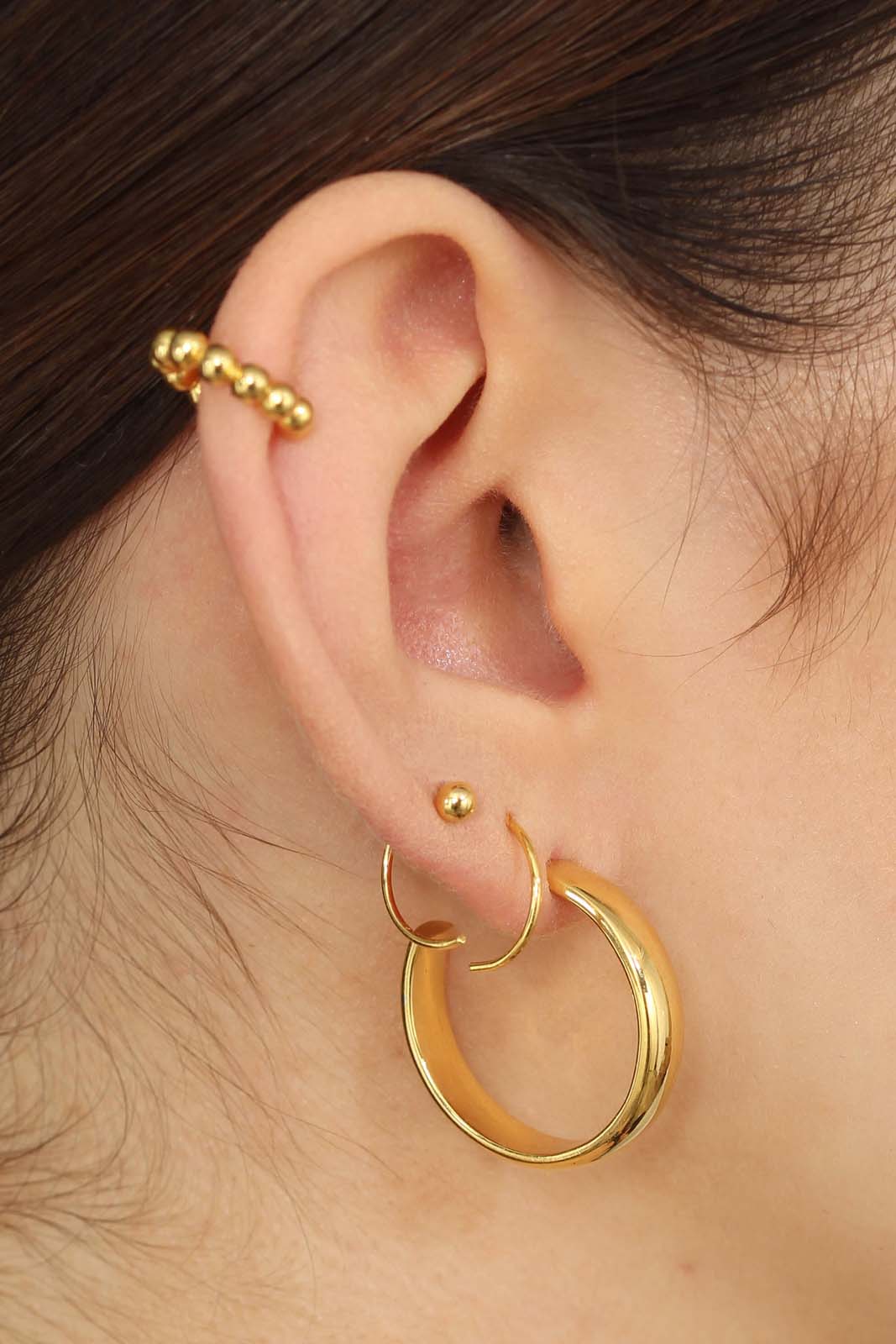 Gold thick hoop glossy earrings - 25mm