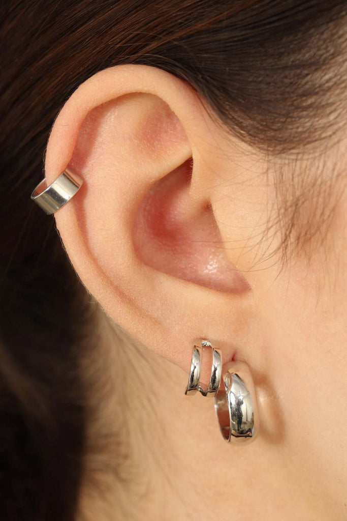 Silver thick hoop glossy earrings - 15mm_2