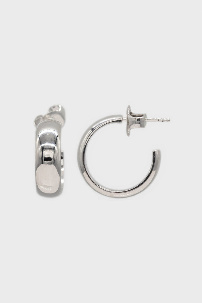 Silver thick hoop glossy earrings - 15mm_5