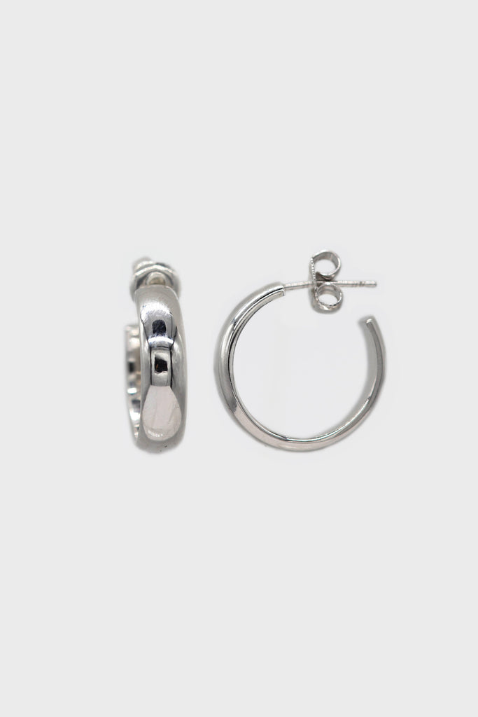 Silver thick hoop glossy earrings - 19mm_4
