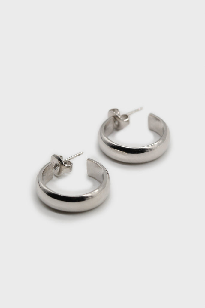 Silver thick hoop glossy earrings - 19mm_1