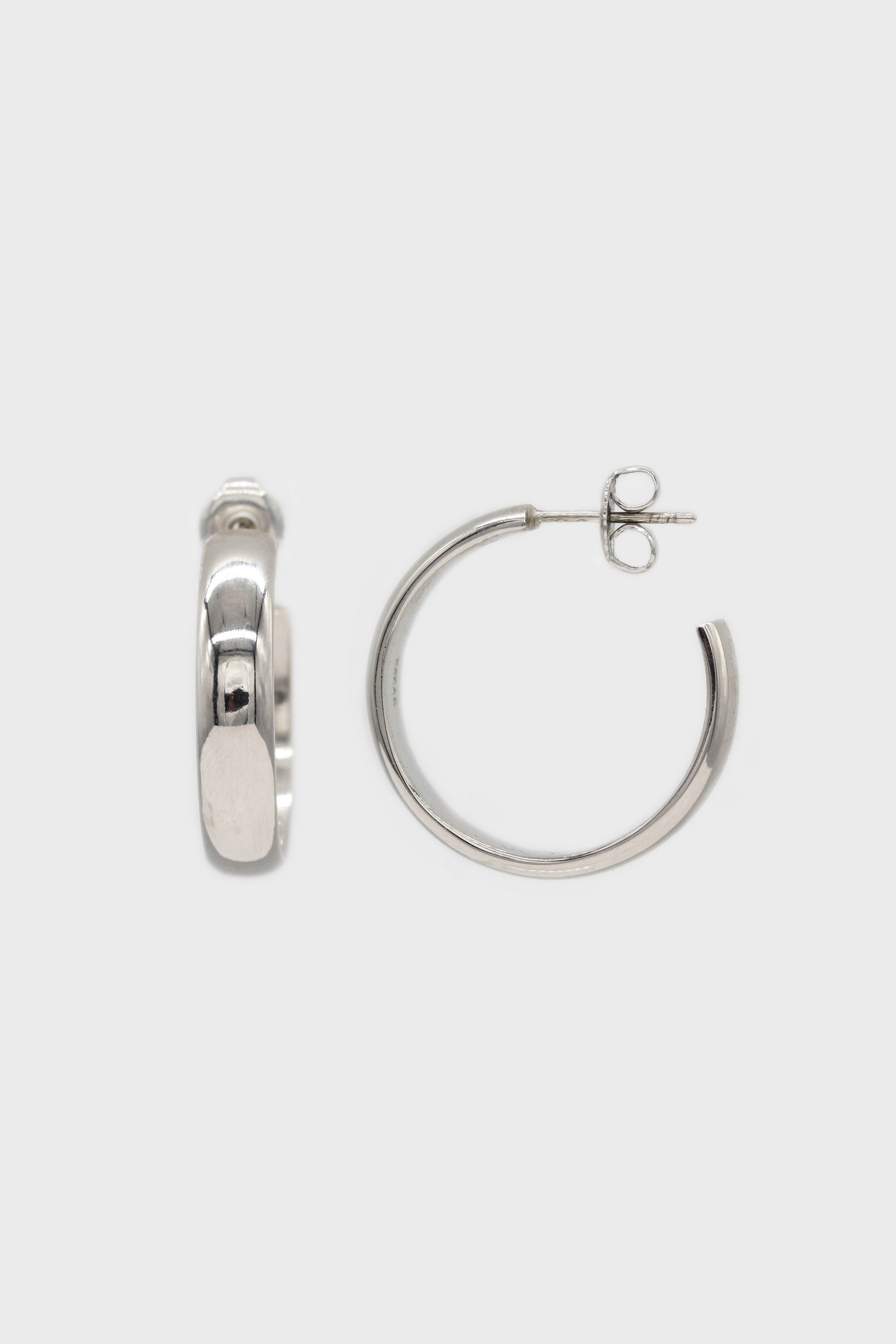 Silver thick hoop glossy earrings - 25mm_6
