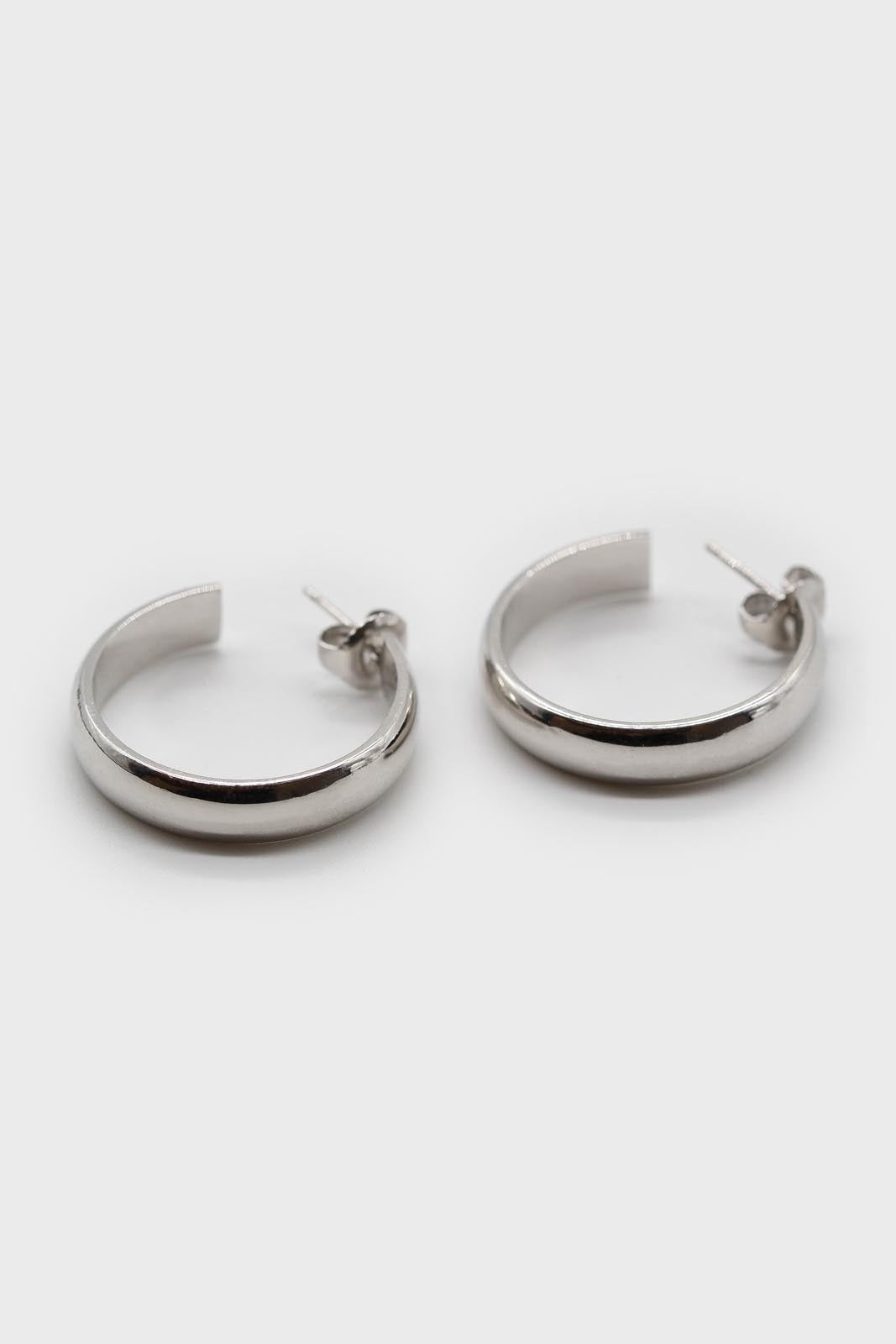 Silver thick hoop glossy earrings - 25mm_1
