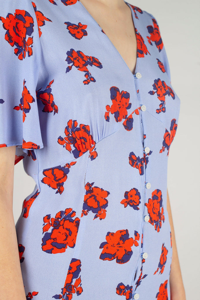 Pale blue and red floral print short sleeved maxi dress_3
