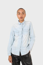 Light blue chest pocket denim shirt_2