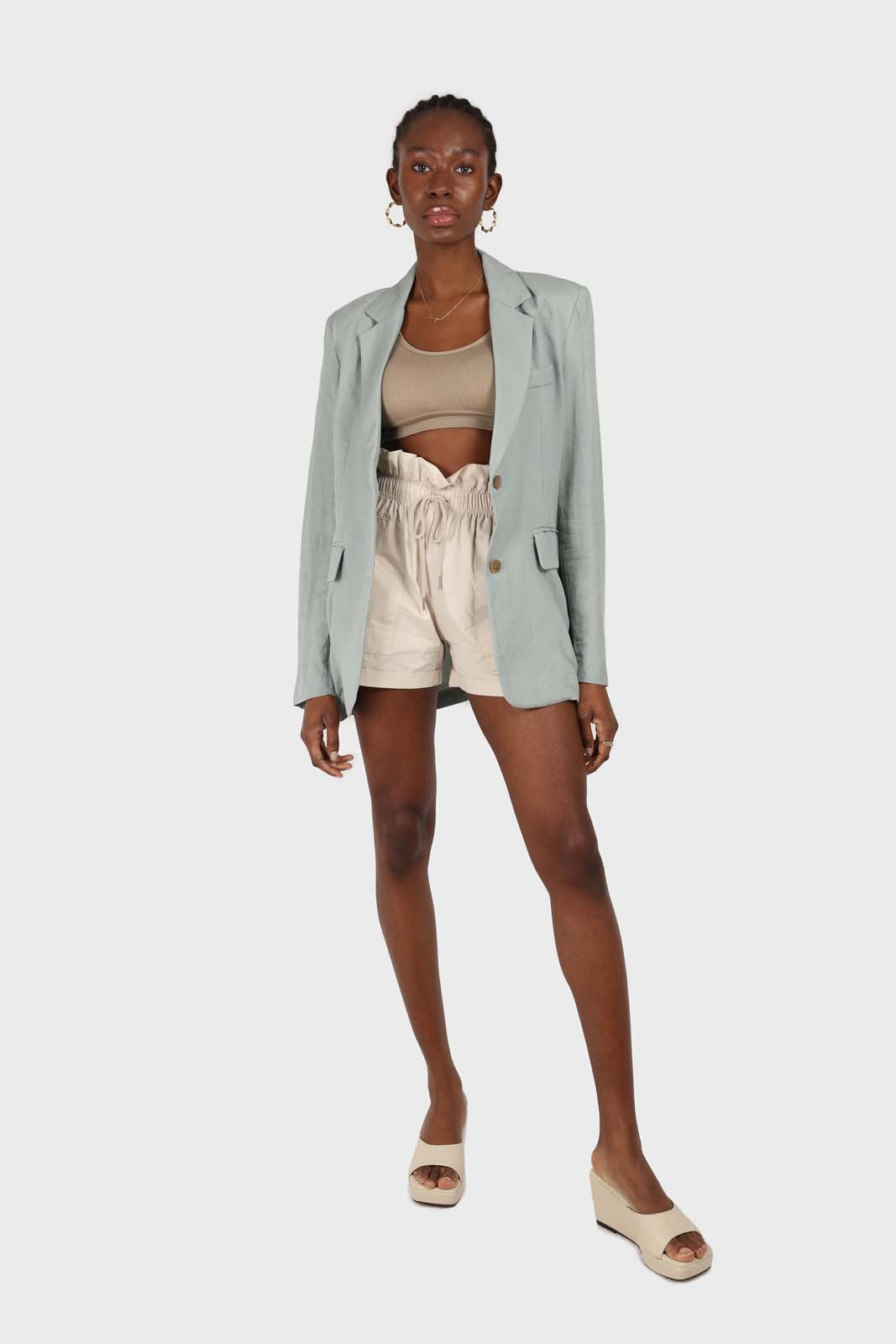Mint soft oversized linen blazer_2