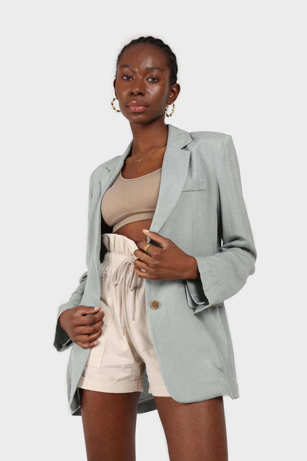 Mint soft oversized linen blazer_4