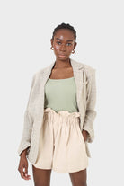 Pale khaki checked oversized linen blazer_4