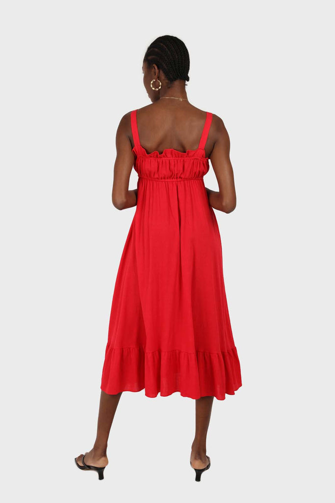 Red tie front ruffle maxi dress_2