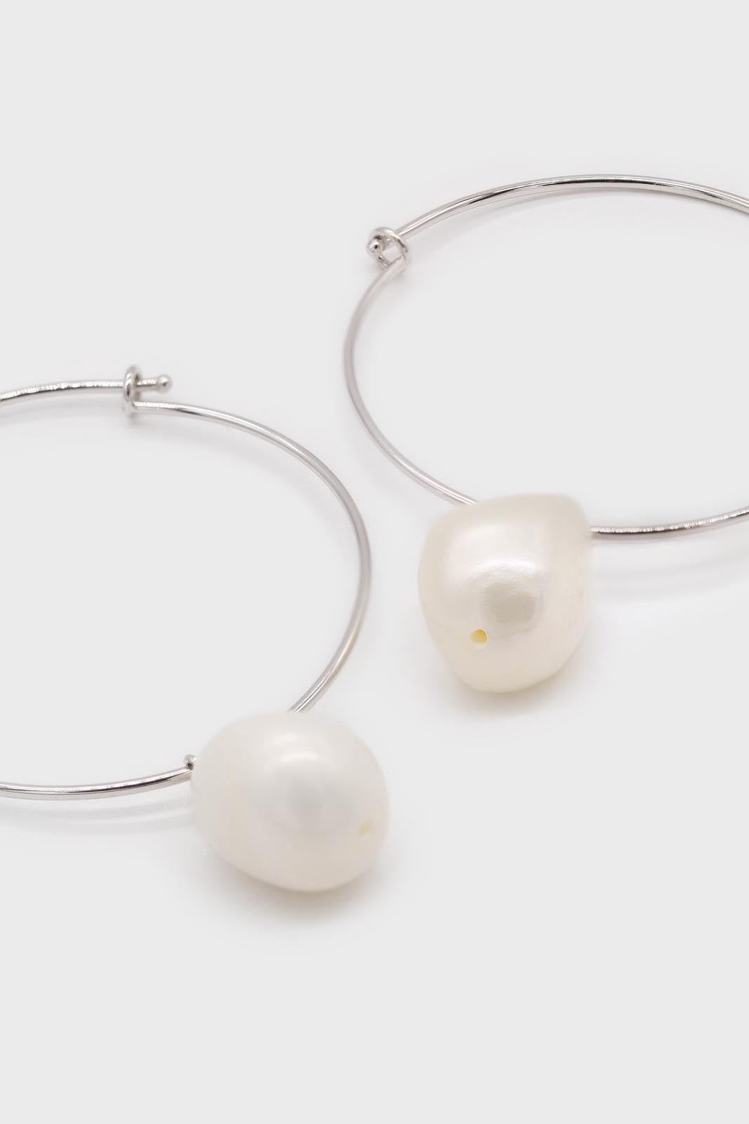 genuine pearl drop large hoops