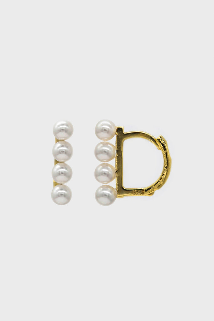 Gold small pearl D earrings_4