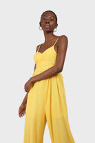Yellow tie front thin strap jumpsuit_4