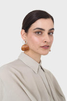 Pale khaki twist front cropped shirt_6