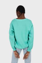 Green V-neck linen long sleeved top_4