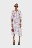 Blue and pink floral belted robe maxi dress_1