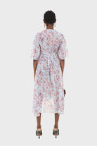 Blue and pink floral belted robe maxi dress_2