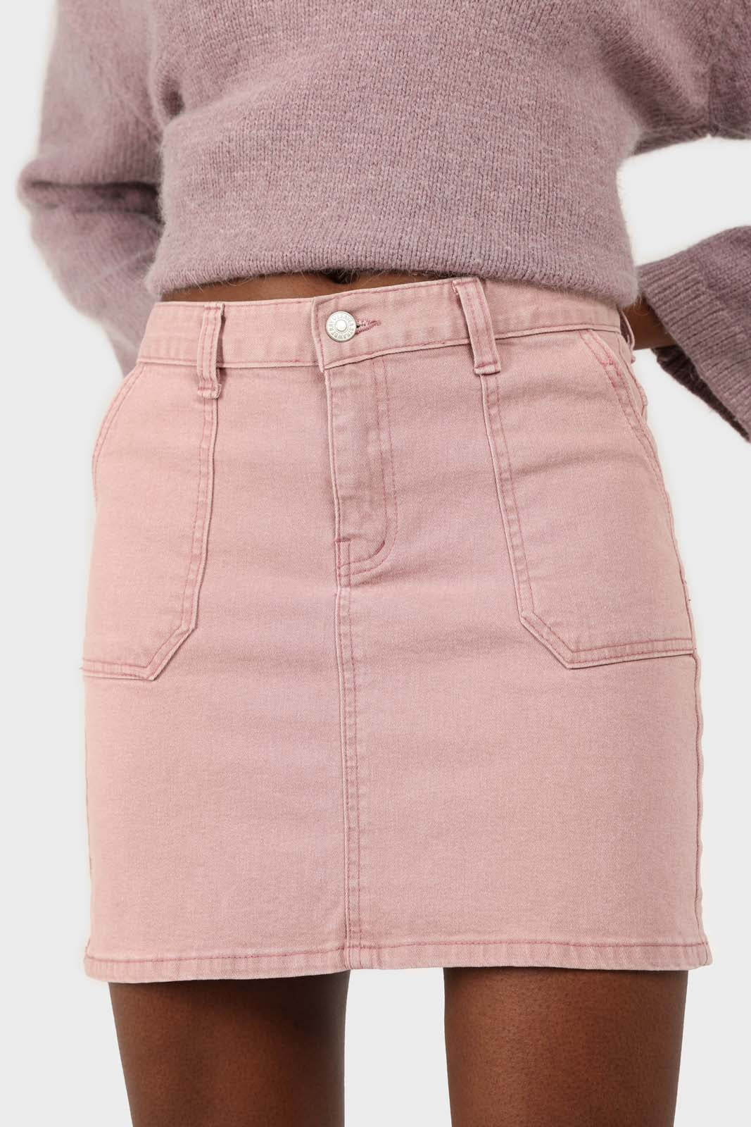 Pink patch pocket mini skirt_1