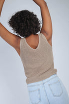 Beige twist front knit tank_5