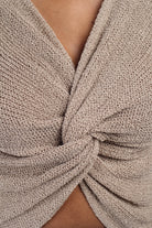 Beige twist front knit tank_7
