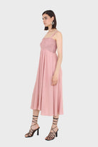 Pale pink ruched bodice thick strap maxi dress_3