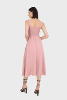 Pale pink ruched bodice thick strap maxi dress_2