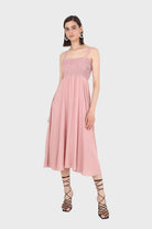 Pale pink ruched bodice thick strap maxi dress_1