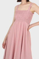 Pale pink ruched bodice thick strap maxi dress_5