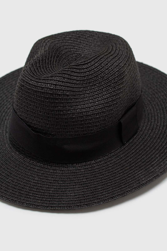 Black woven fedora hat_1