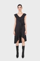 Black ruffle cross asymmetric hem maxi dress_3