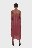 Dusty pink pleated thin strap dress_3