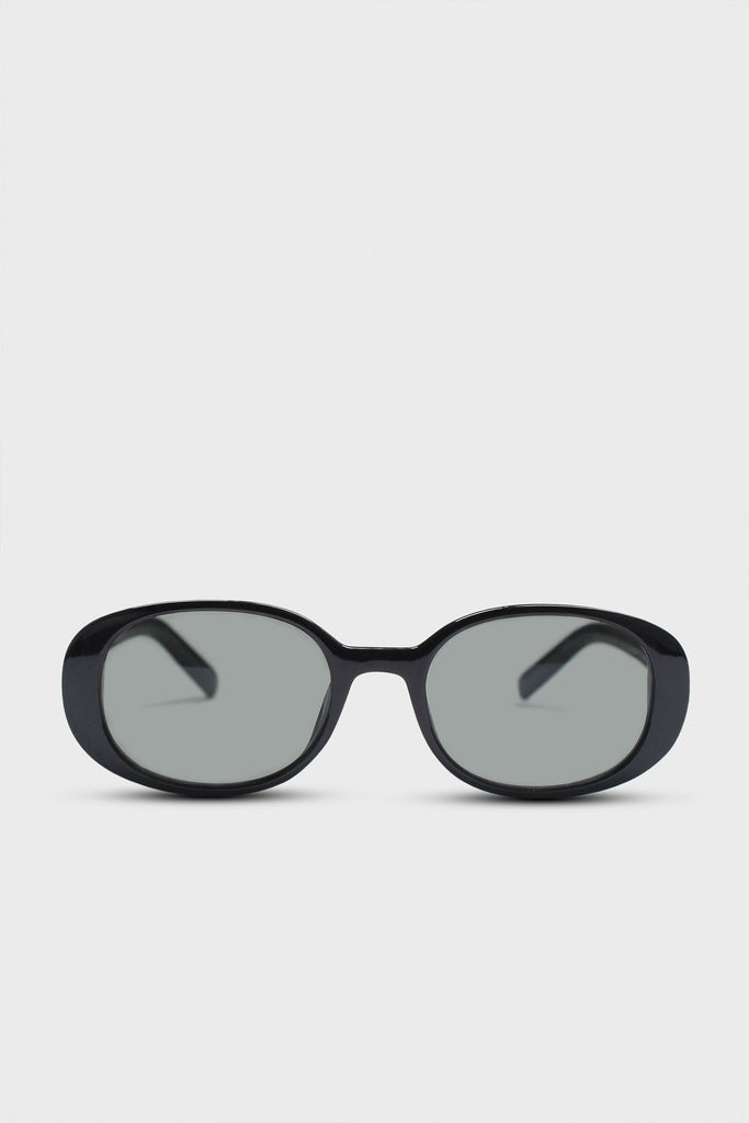 All black thick oval frame sunglasses_1