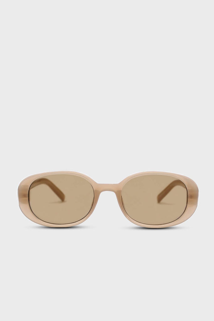 All beige thick oval frame sunglasses_1