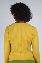 Mustard large ribbed button up short cardigan_2