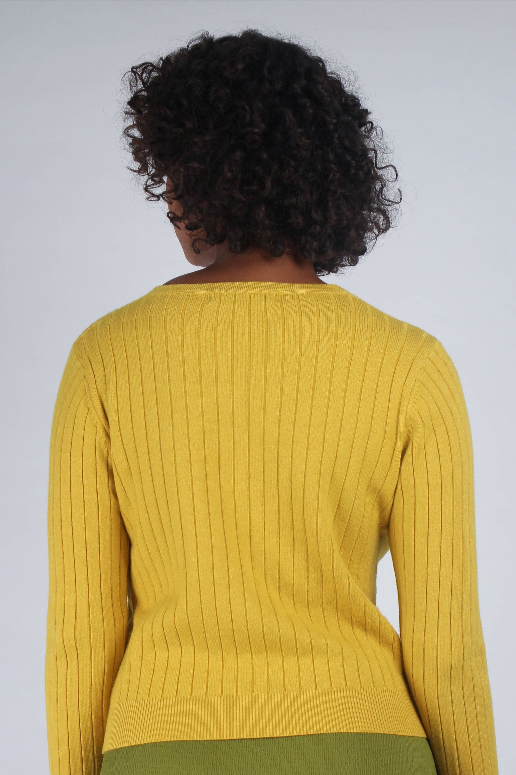 Mustard large ribbed button up short cardigan_2