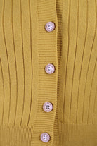 Mustard large ribbed button up short cardigan_5