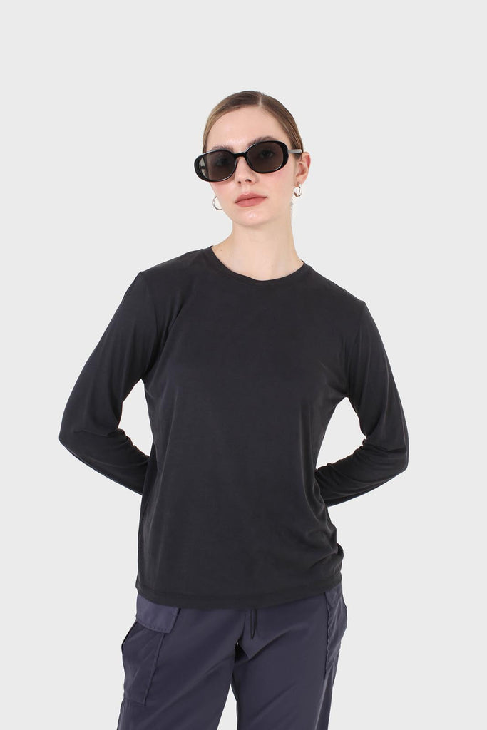 Black high neck perfect long sleeved tee_1