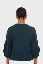 Dark green sharp seamed sleeve top_2