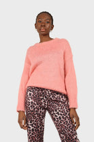 Dusty pink brushed oversized crew neck jumper_3