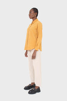 Mustard simple corduroy shirt_3