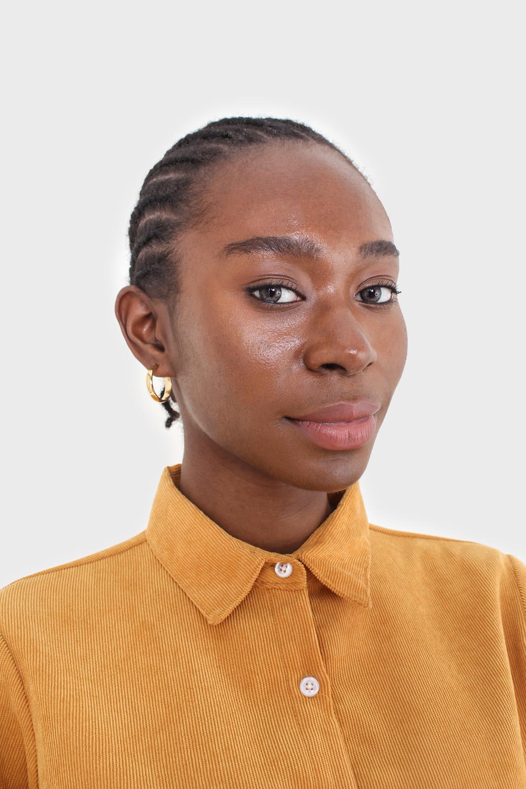 Mustard simple corduroy shirt_5