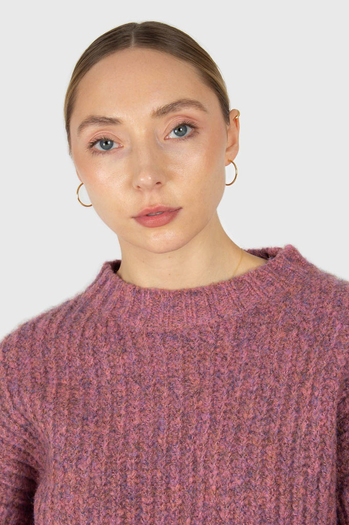 Dusty pink flecked chunky knit cropped jumper_3