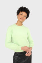 Light green balloon sleeve angora jumper_1